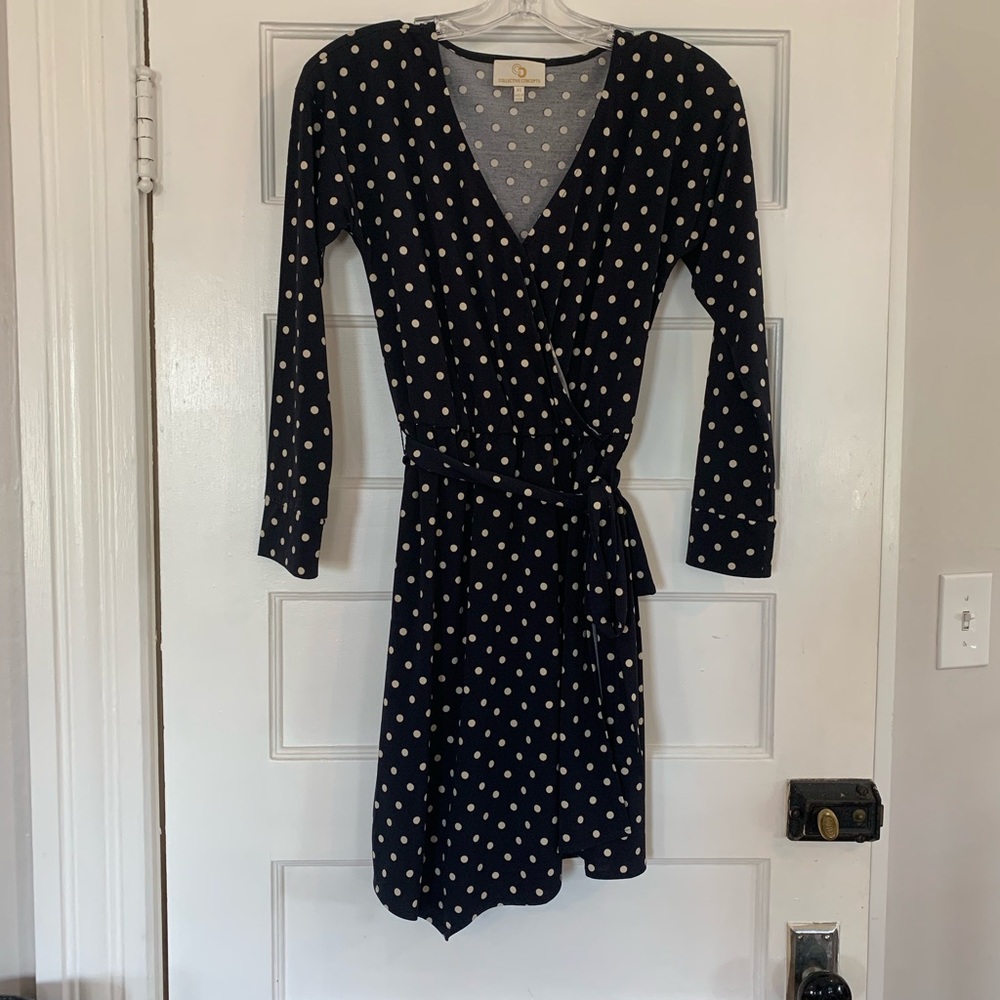 Collective Concept wrap dress. Navy Blue. XS